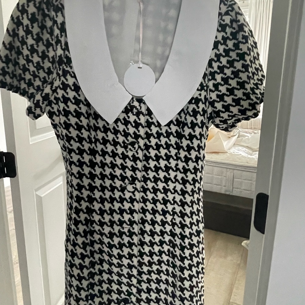 NWT Elegant Black and White Houndstooth Dress